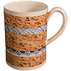 Creamware Mocha Mug with Underglaze Blue Bands, circa 1800-1820