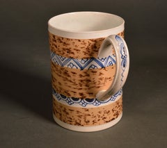 Creamware Mocha Mug with Underglaze Blue Bands, circa 1800-1820
