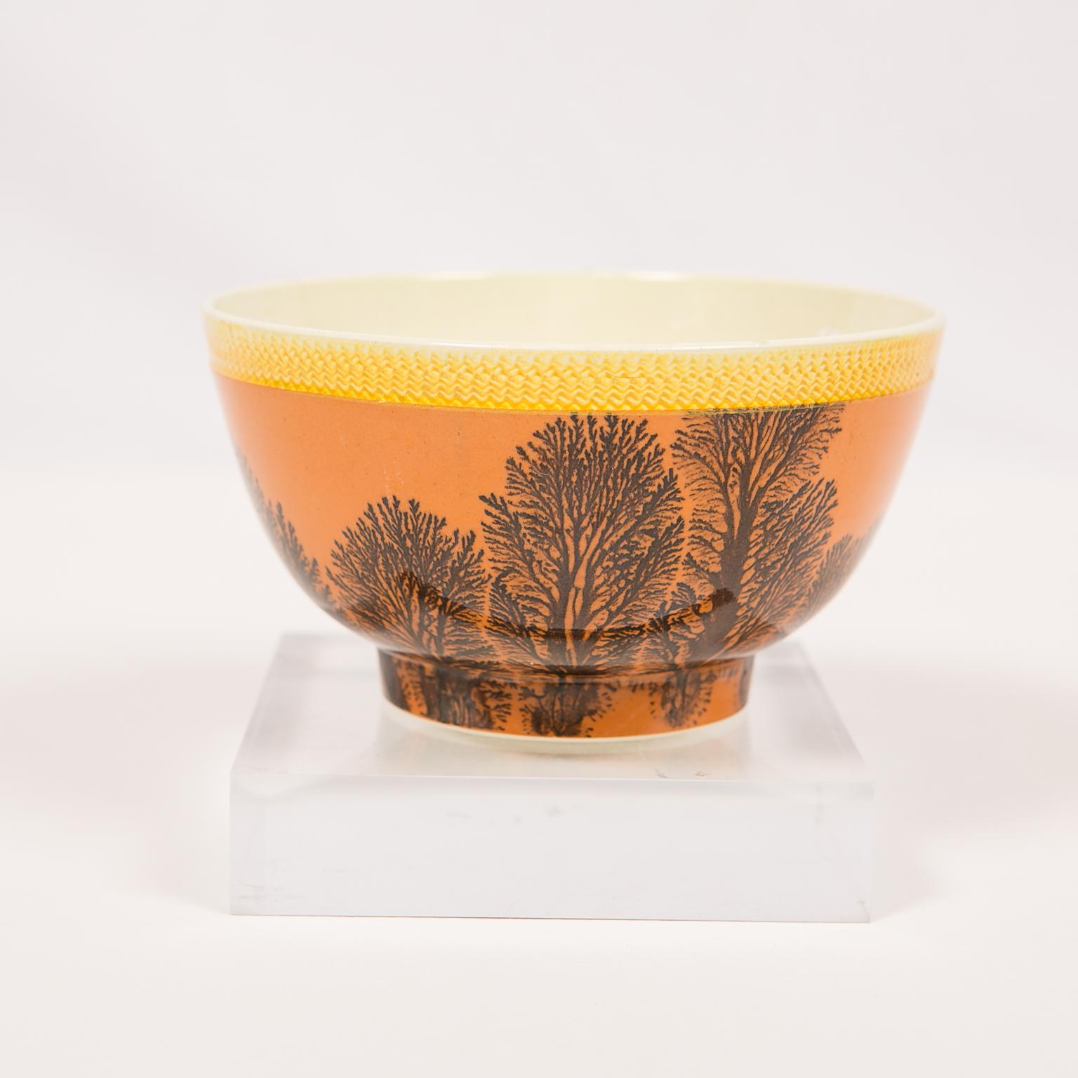 Creamware Mochaware Bowl Decorated with Trees circa 1800 3