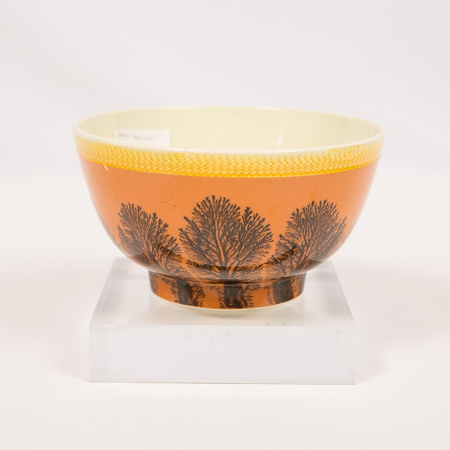 Creamware Mochaware Bowl Decorated with Trees circa 1800 1