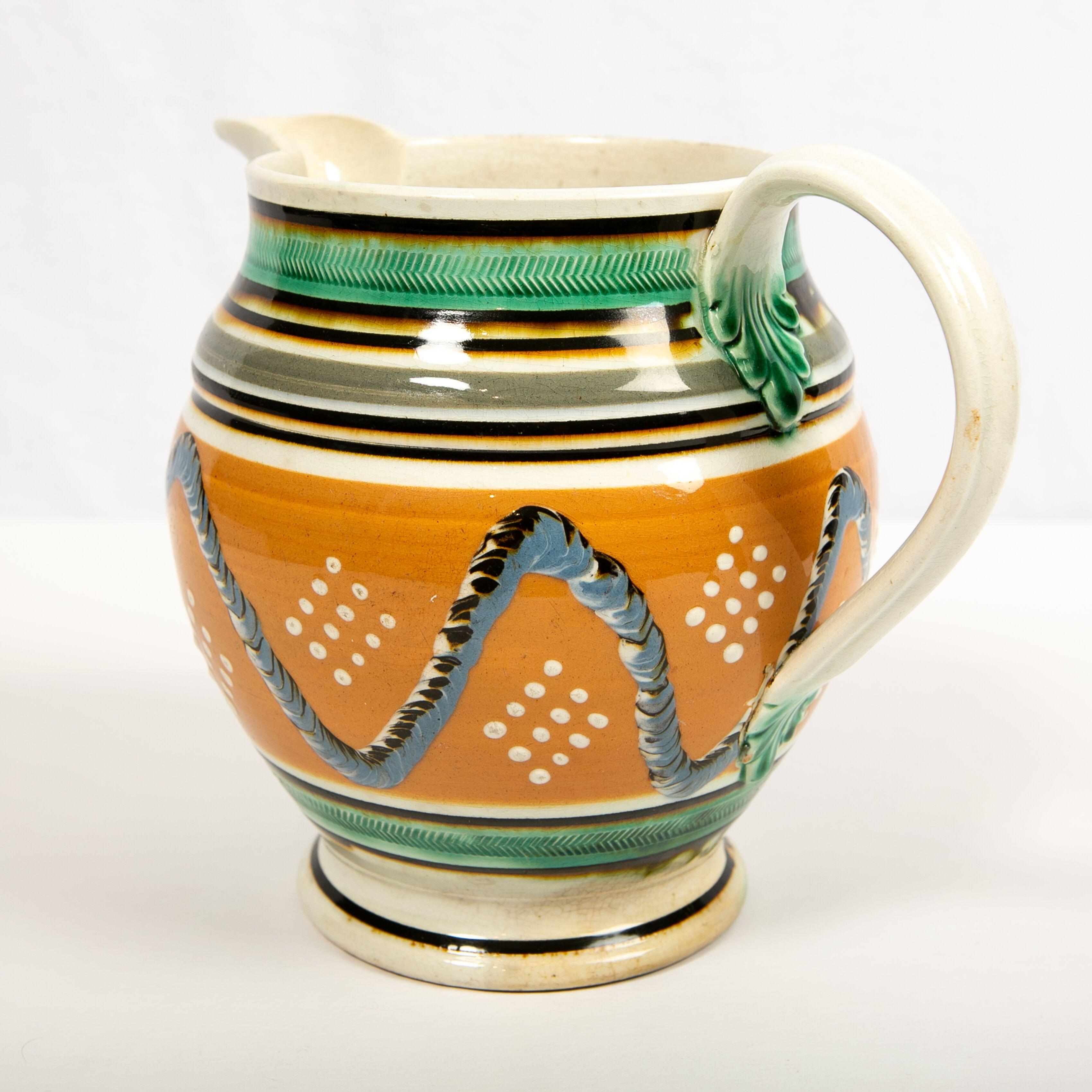 Creamware Mochaware Pitcher Decorated with Cable and Dot Decoration, England 5