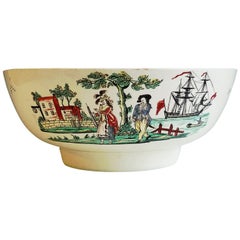 Creamware Pottery Sailor's Farewell and Chinoiserie Punch Bowl