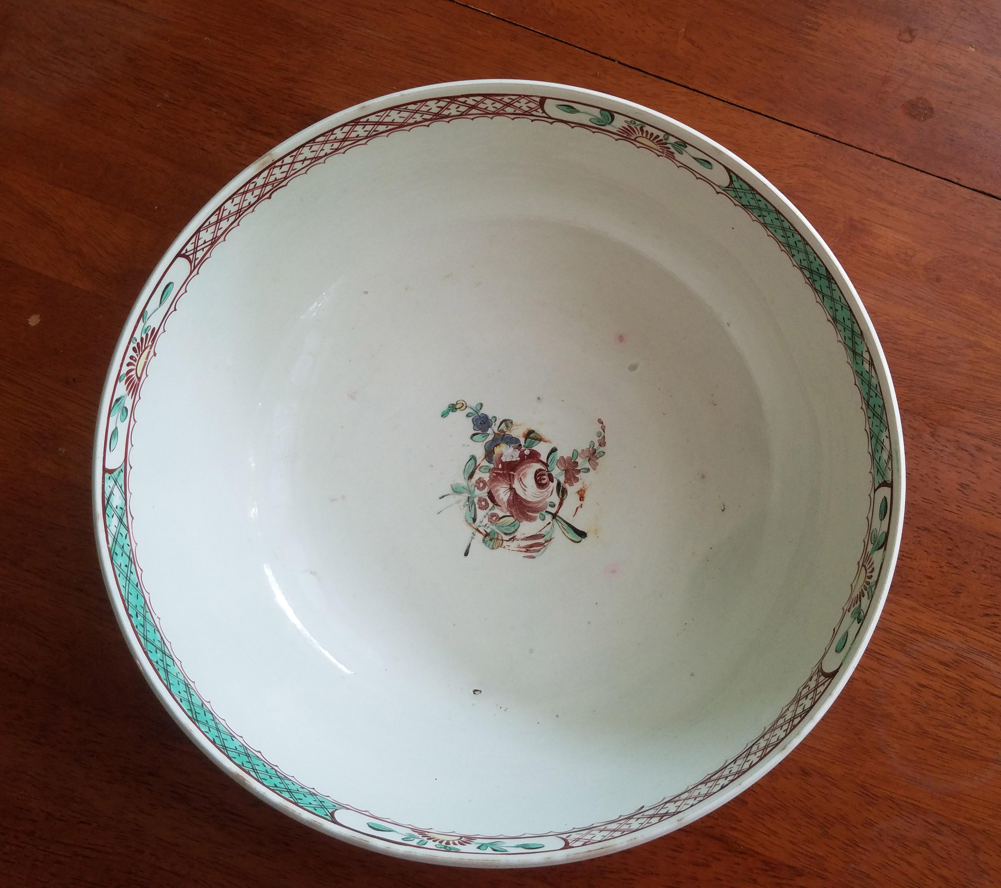 Creamware Pottery Sailor's Farewell and Chinoiserie Punch Bowl For Sale 3