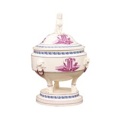 Creamware Tureen with Landscape Scene and Lid, ca. 1810