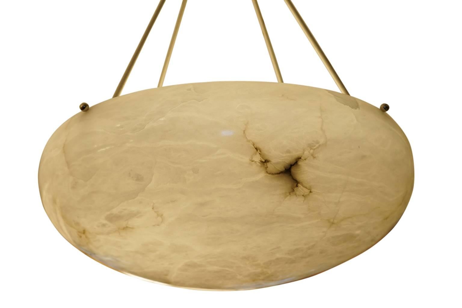 Hand-Carved Creamy Ivory Alabaster Light Fixture from Sweden, circa 1910