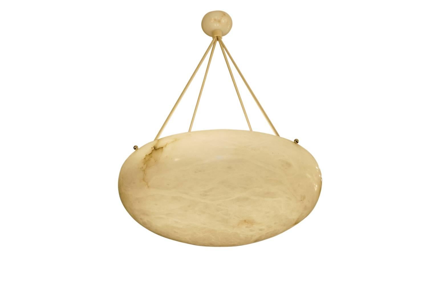 Creamy Ivory Alabaster Light Fixture from Sweden, circa 1910 In Excellent Condition In New York, NY
