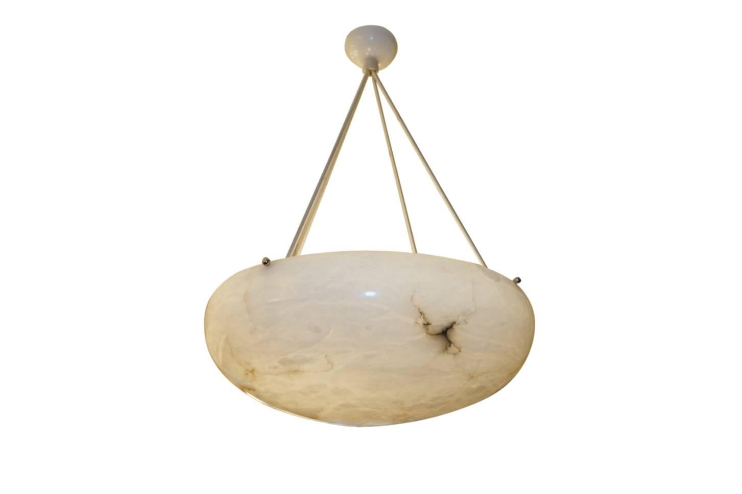 Creamy Ivory Alabaster Light Fixture from Sweden, circa 1910 2