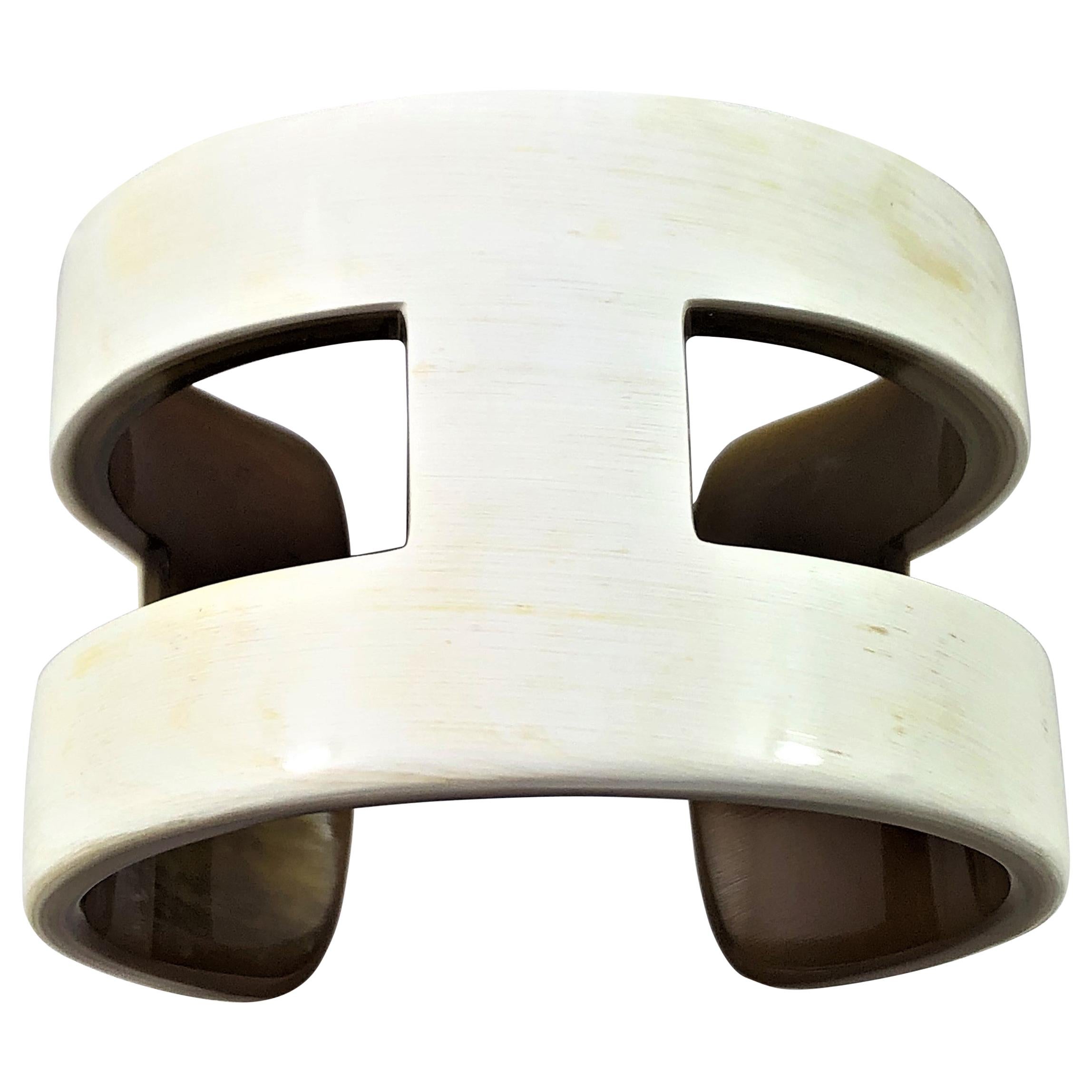 Creamy White "H" Style Horn Cuff or Bangle