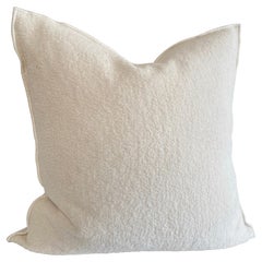 Creamy White Toile Bouclette Accent Pillow with Down Insert
