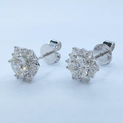 Create Your Own Snowflake Flower Diamond Halo Stud Earrings With Any Stone/Metal