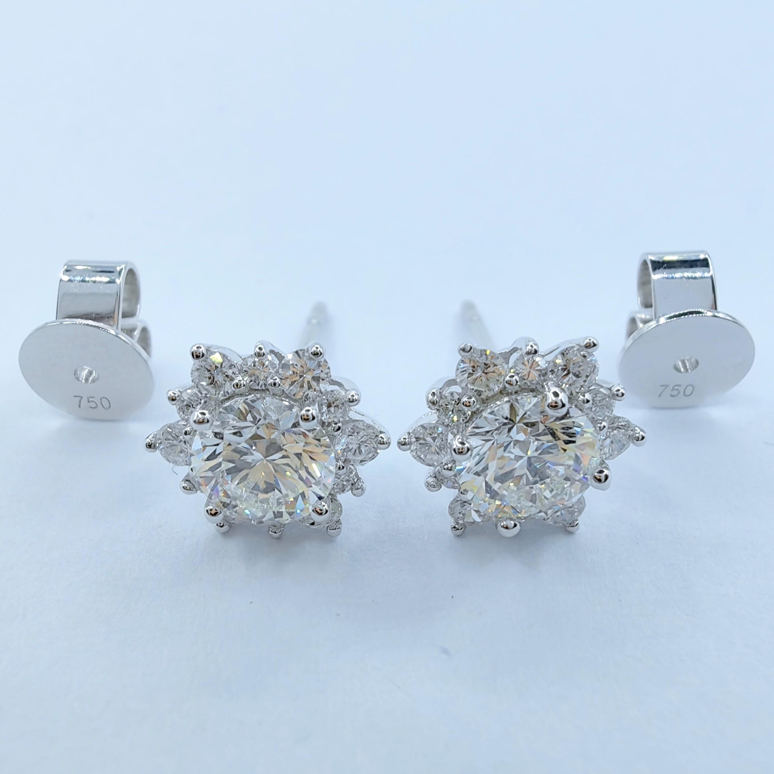 Contemporary Create Your Own Snowflake Flower Diamond Halo Stud Earrings With Any Stone/Metal For Sale