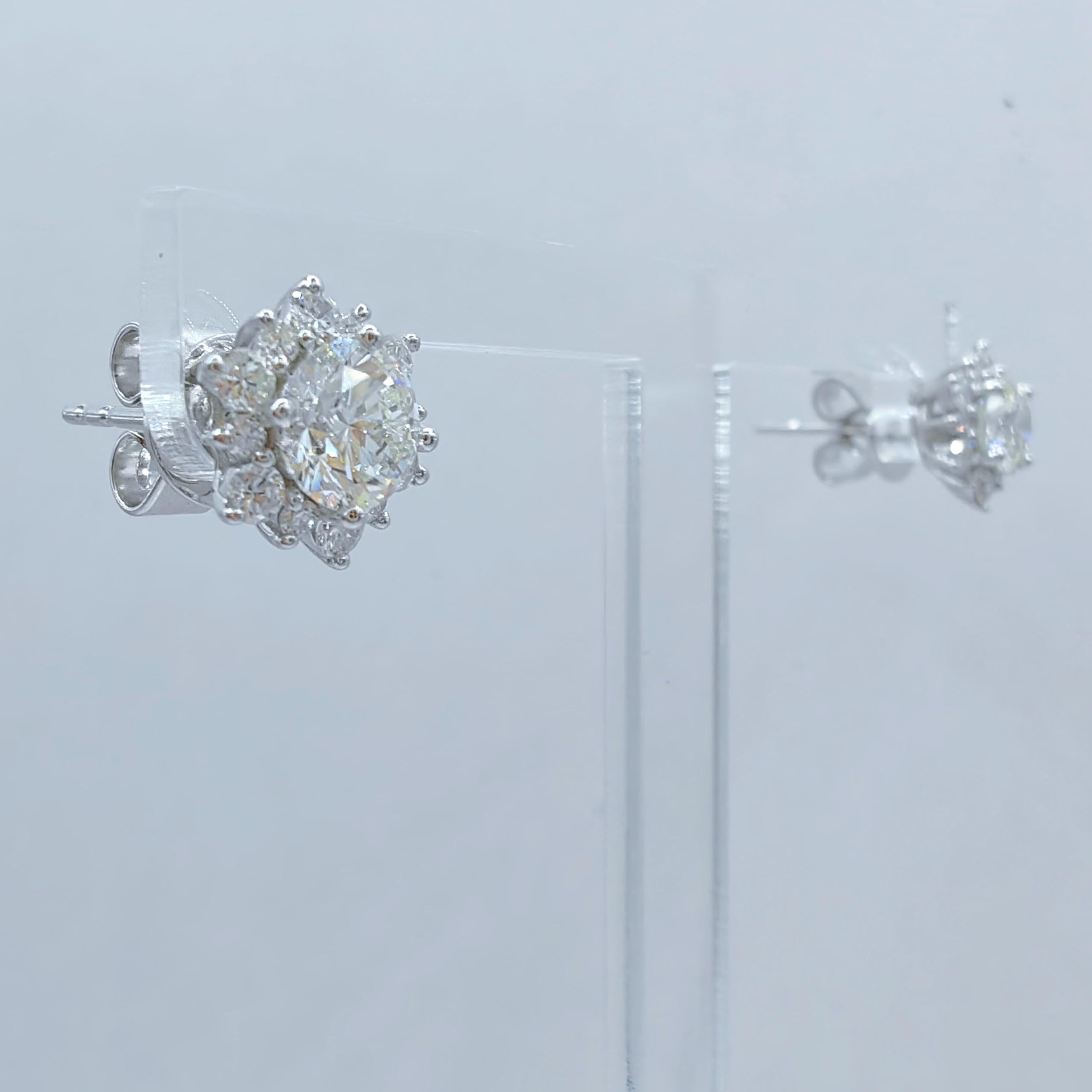 Women's Create Your Own Snowflake Flower Diamond Halo Stud Earrings With Any Stone/Metal For Sale