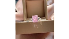 Created Moissanite Rings Sterling Silver  Pink Yellow  Blue White