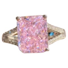Created Moissanite Rings Sterling Silver  Pink Yellow  Blue White