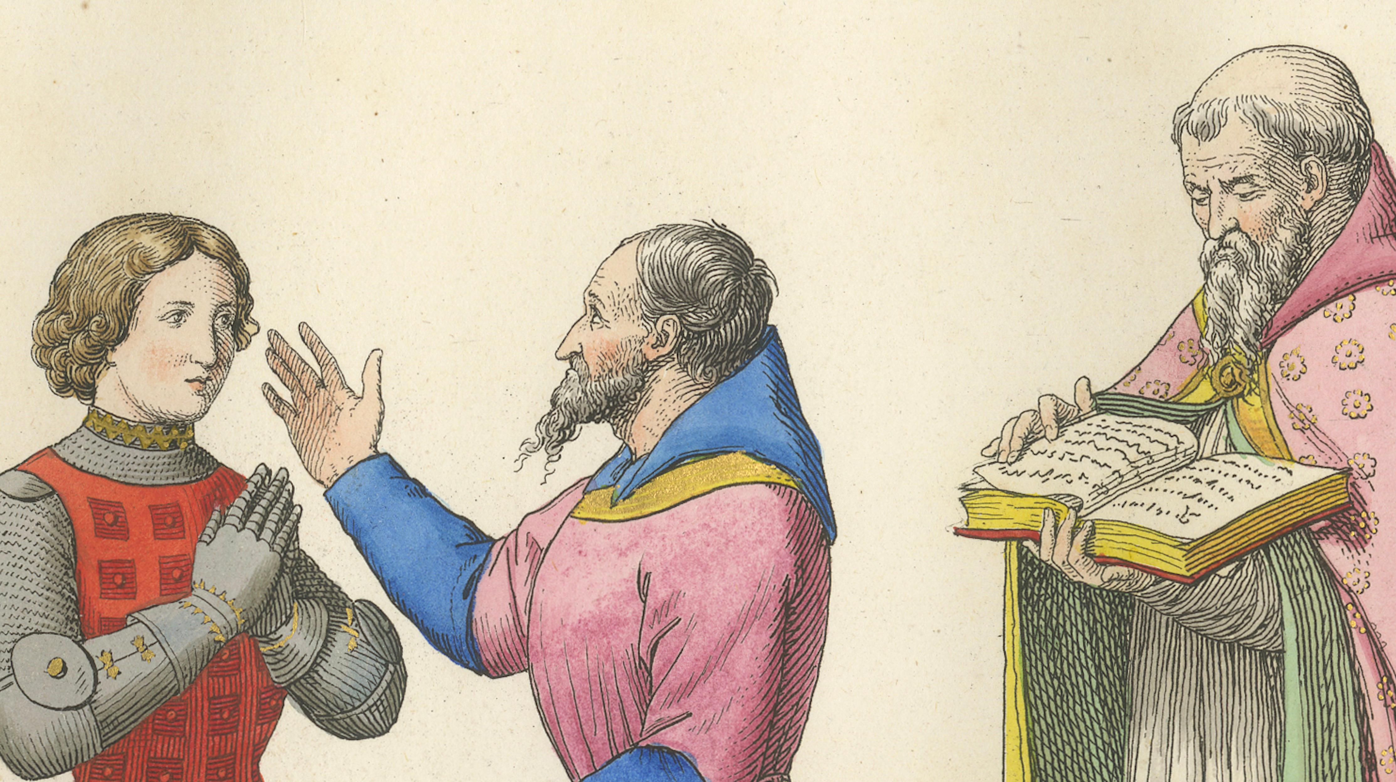 Creation of a Knight Ceremony, 14th Century – Hand-Colored, ca.1860