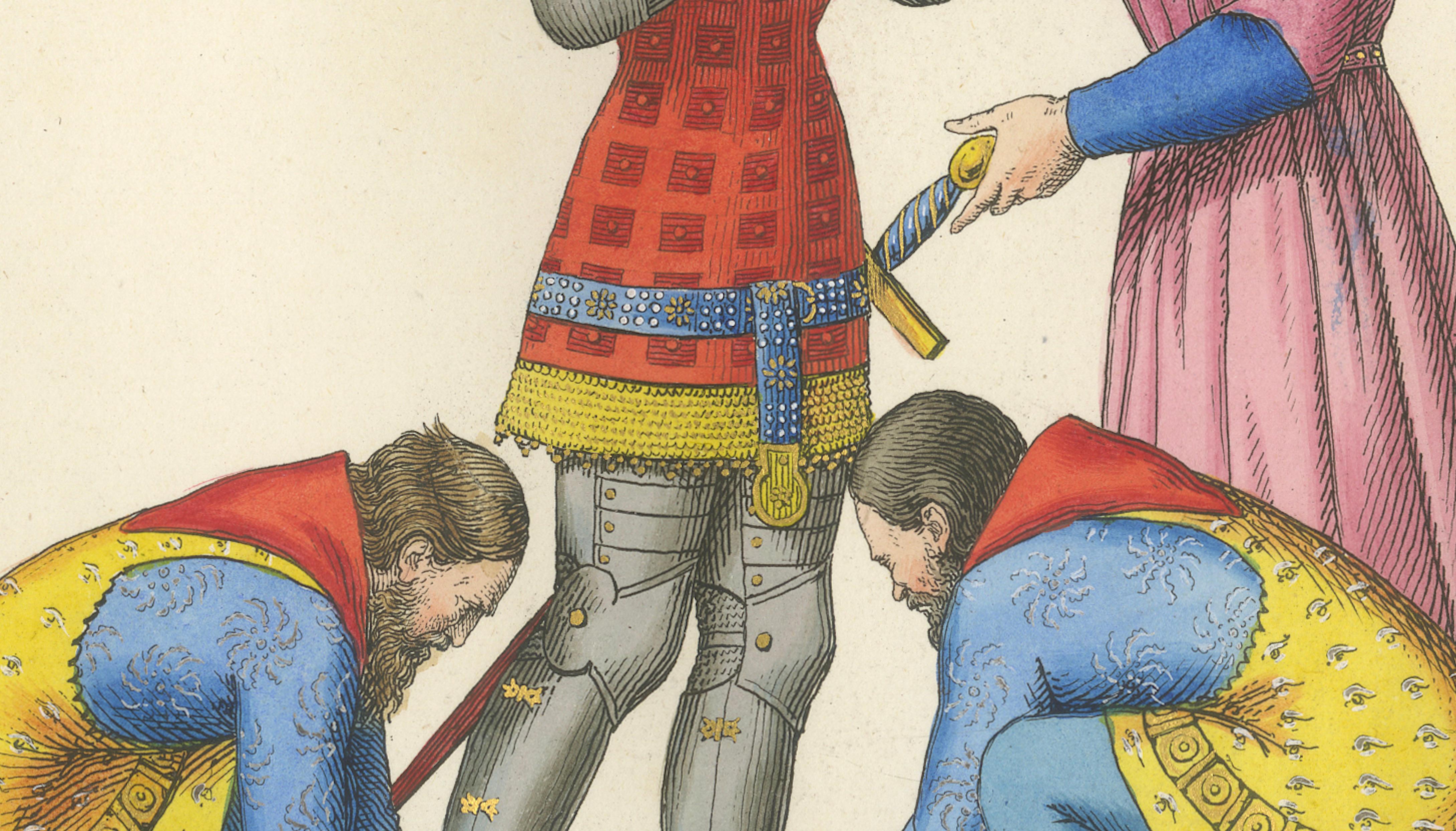 Creation of a Knight Ceremony, 14th Century – Hand-Colored, ca.1860