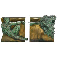 Creation of Adam Bronze Side Tables, Michelangelo, Laverne International, 1960s