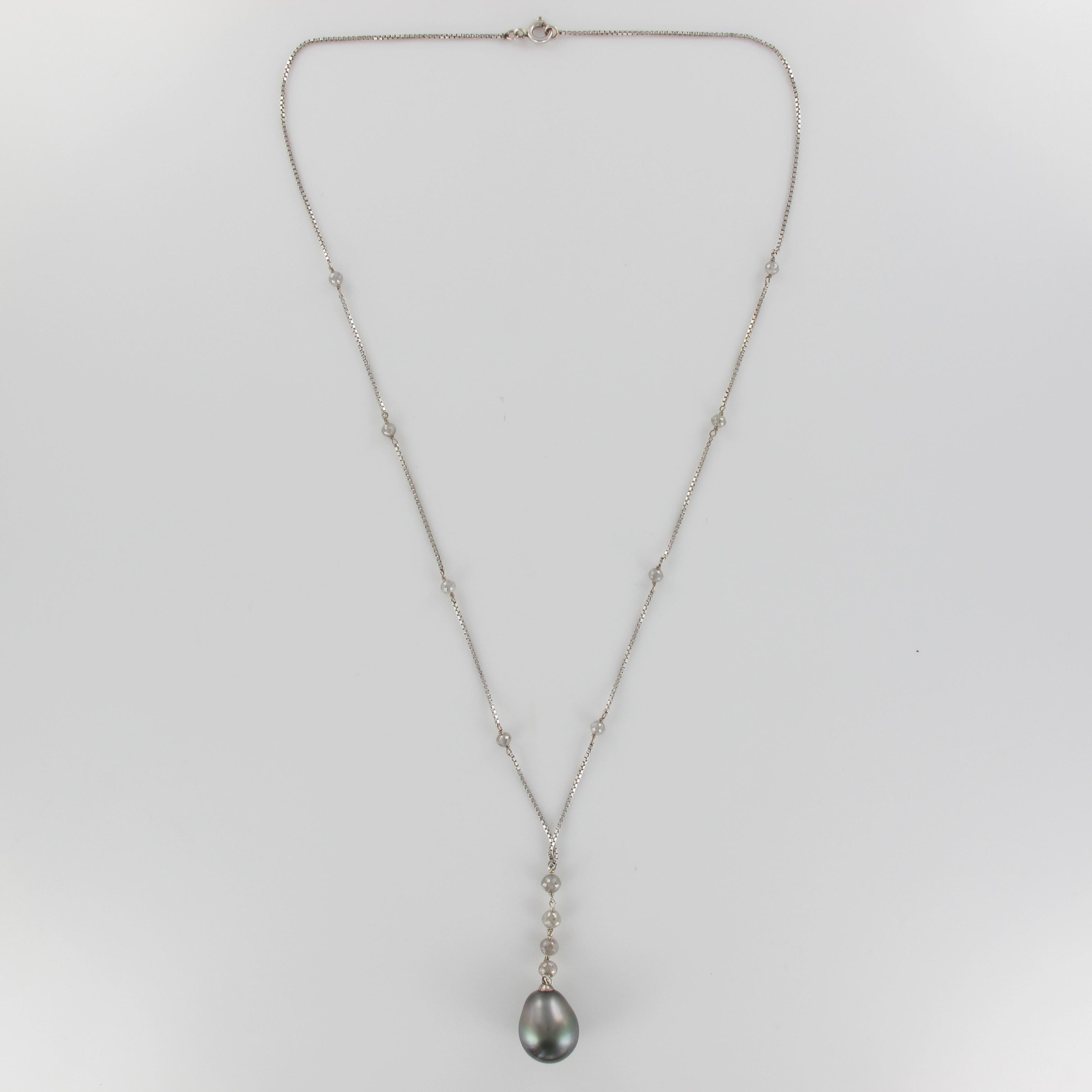 Creation Tahiti-Perlen Diamant-Perlen-Halskette aus 18 Karat Weigold im Angebot 9