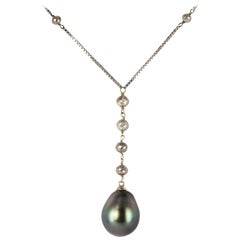 Creation Tahitian Pearls Diamond Pearls 18 Karat White Gold Necklace