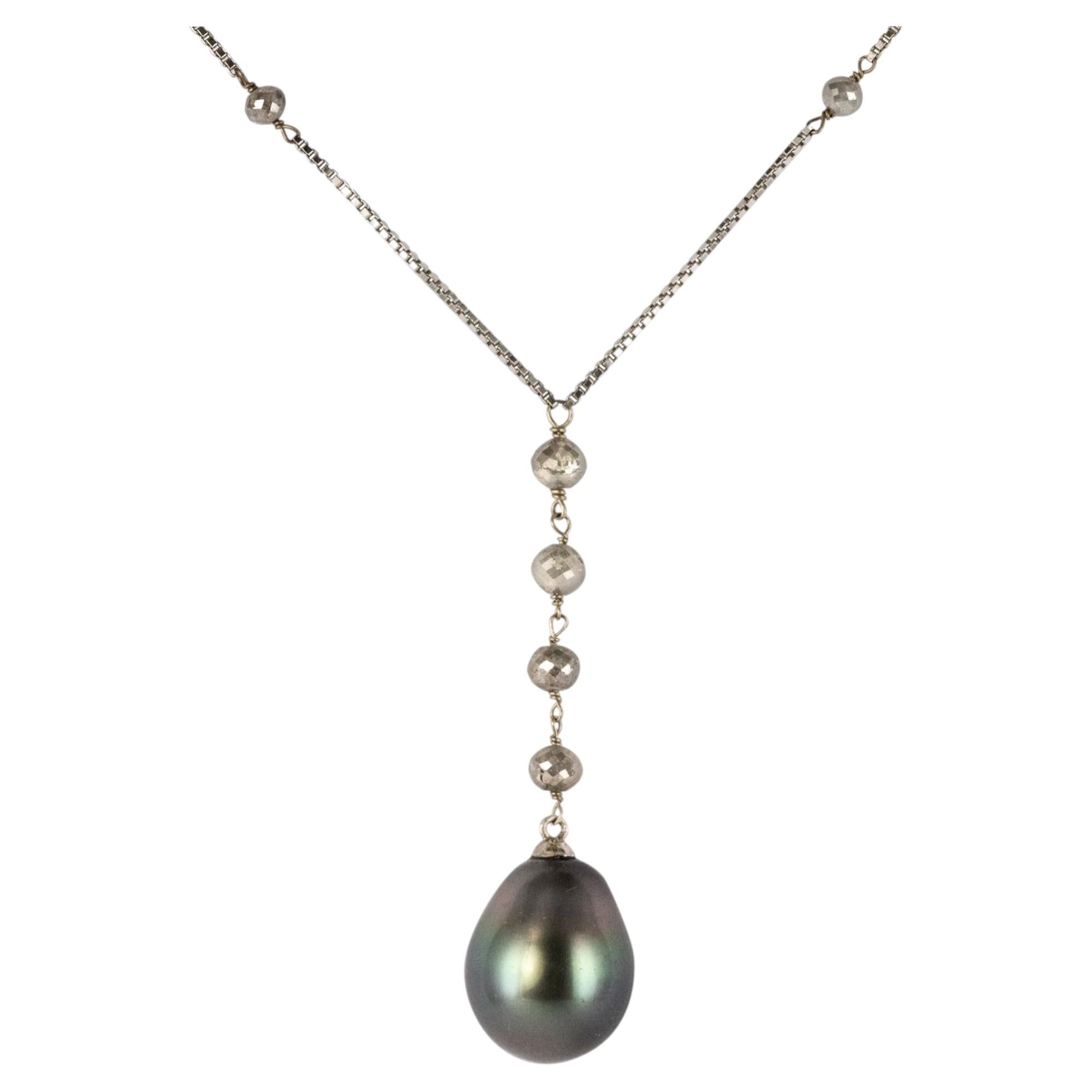 Creation Tahitian Pearls Diamond Pearls 18 Karat White Gold Necklace