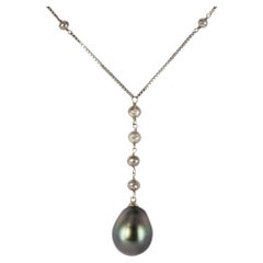 Creation Tahitian Pearls Diamond Pearls 18 Karat White Gold Necklace