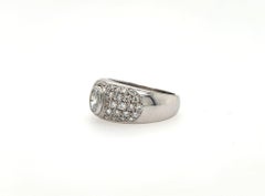 Creations 18ct White Gold, Oval Diamond and Pave Set Diamond Dome Ring
