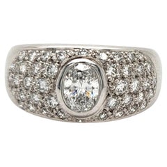 Creations 18ct White Gold, Oval Diamond and Pave Set Diamond Dome Ring