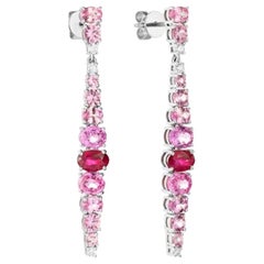 Creative Original Natkina Red Ruby Pink Sapphire Diamond Dangle Earrings for Her