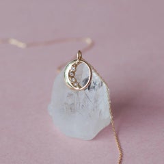 Creator Crescent Moon Diamonds Necklace in 14K Gold by Anastassia Sel Jewelry