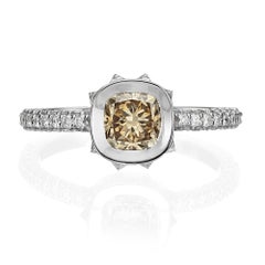 Creators Boutique Zenith Classic 18K White Gold 2.06 Carat Champagne Diamond Rin