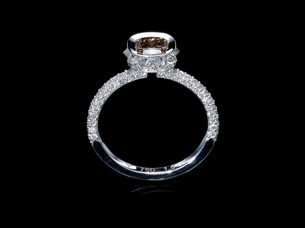 Femenino o masculino Creadores Boutique Zenith Clásico Oro Blanco 18K 2,06 Quilates Diamante Champán Rin en venta