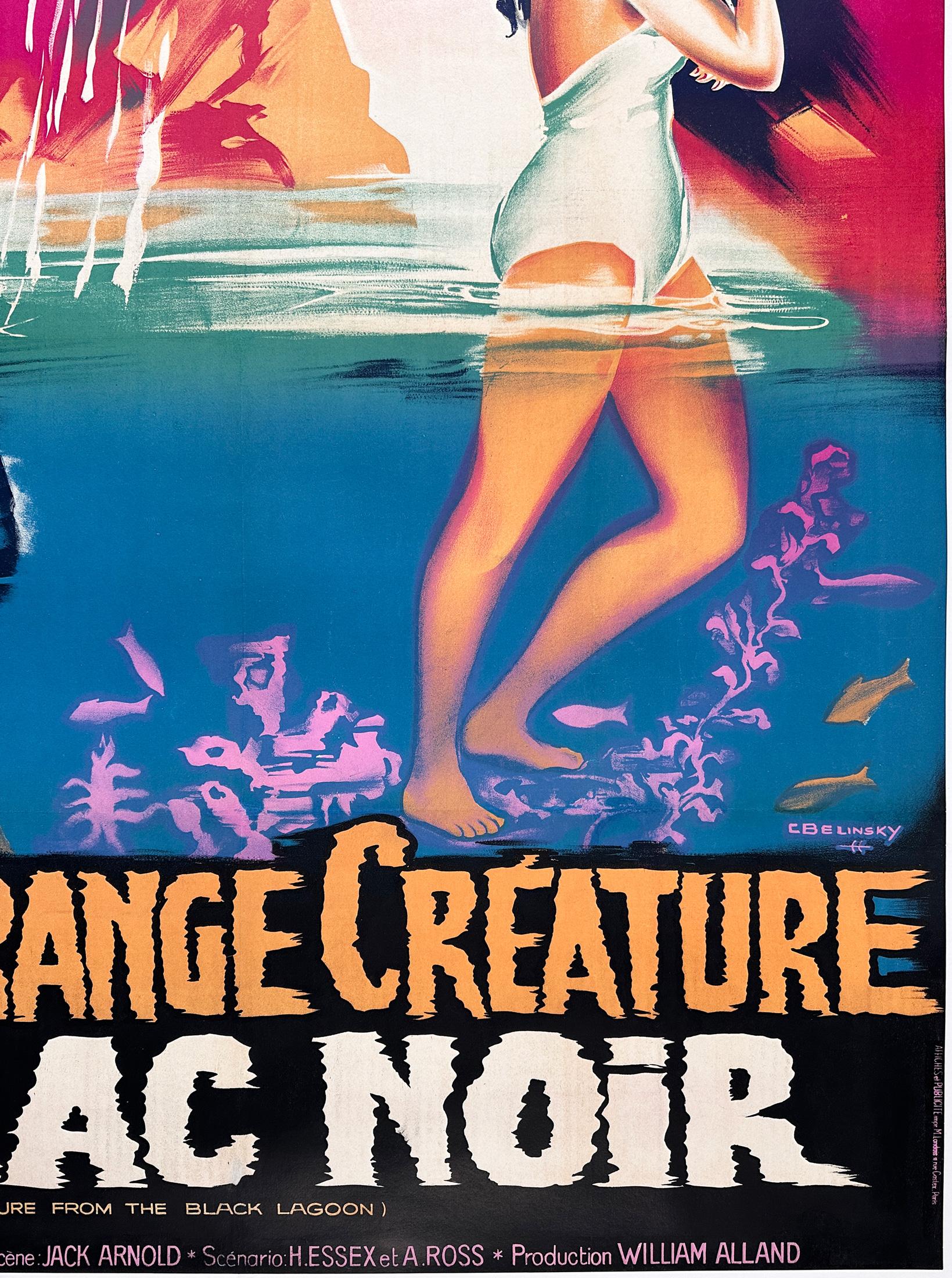 La criatura de la laguna negra R1962 Gran cartel de cine francés, CONSTANTIN BELIN siglo XX en venta