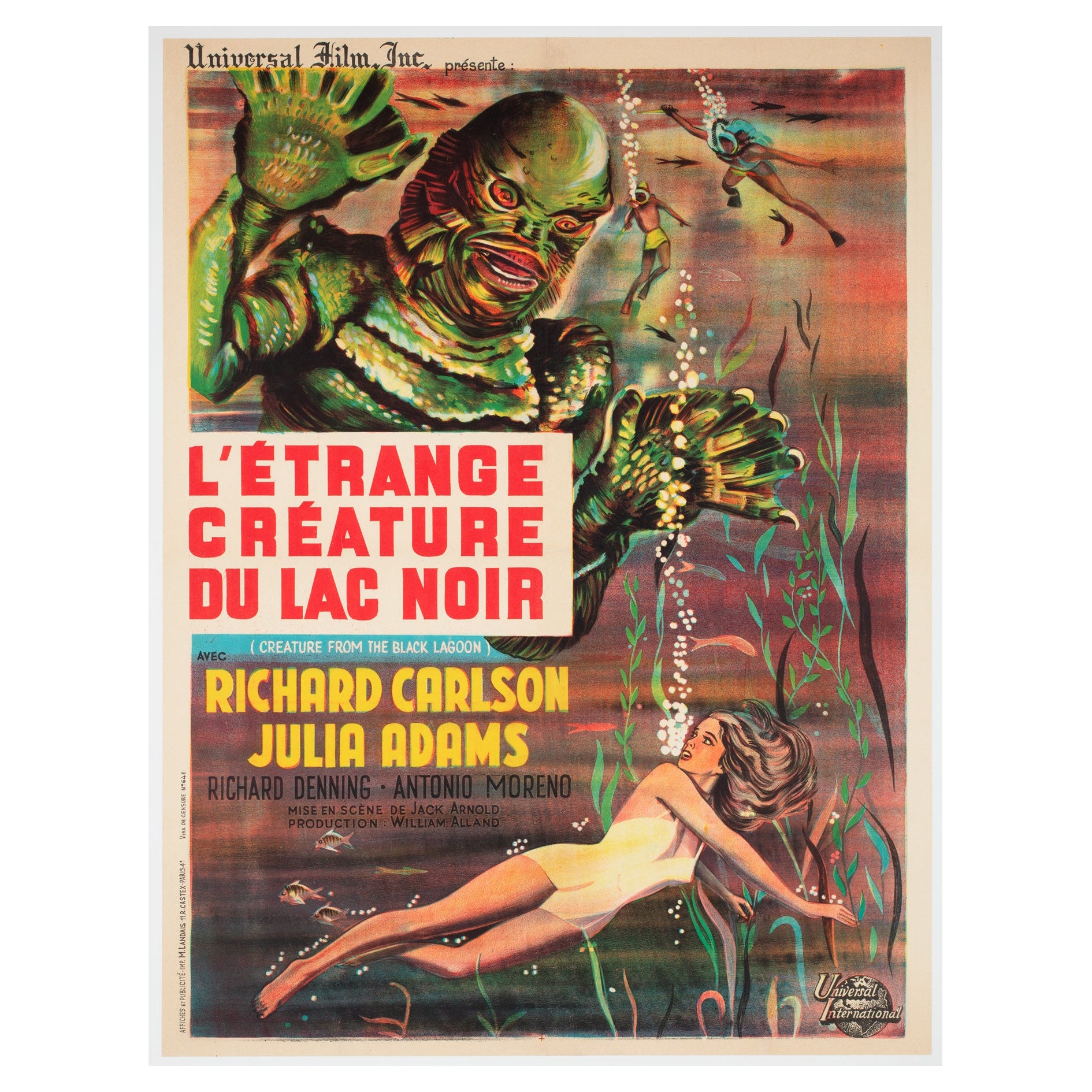 Creature From the Black Lagoon, R1962, Französisches Moyenne-Filmplakat im Angebot