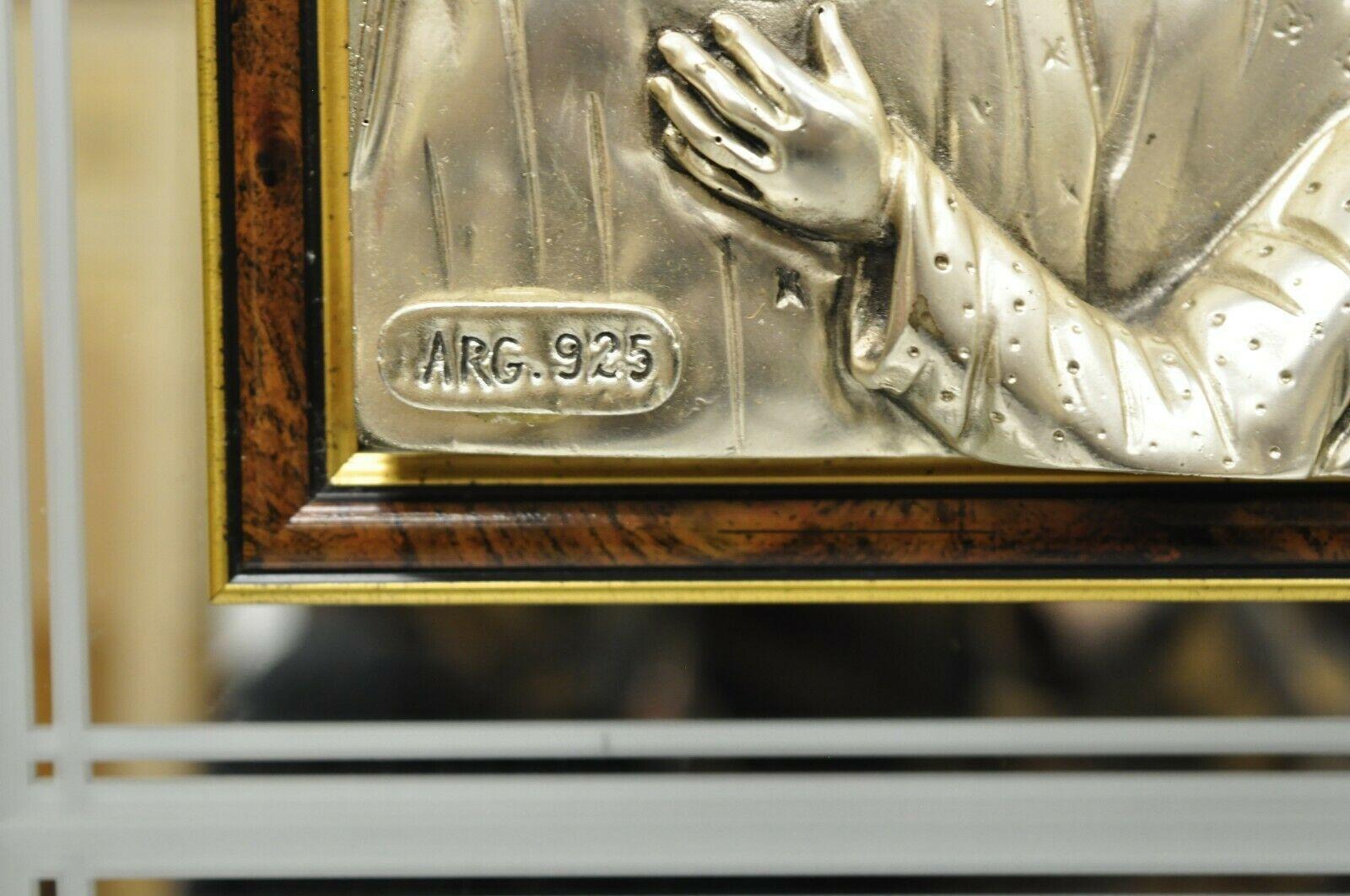 20th Century Creazioni Artistche 925 Sterling Silver ARG Italy Jesus Mary Mirror Wall Art For Sale