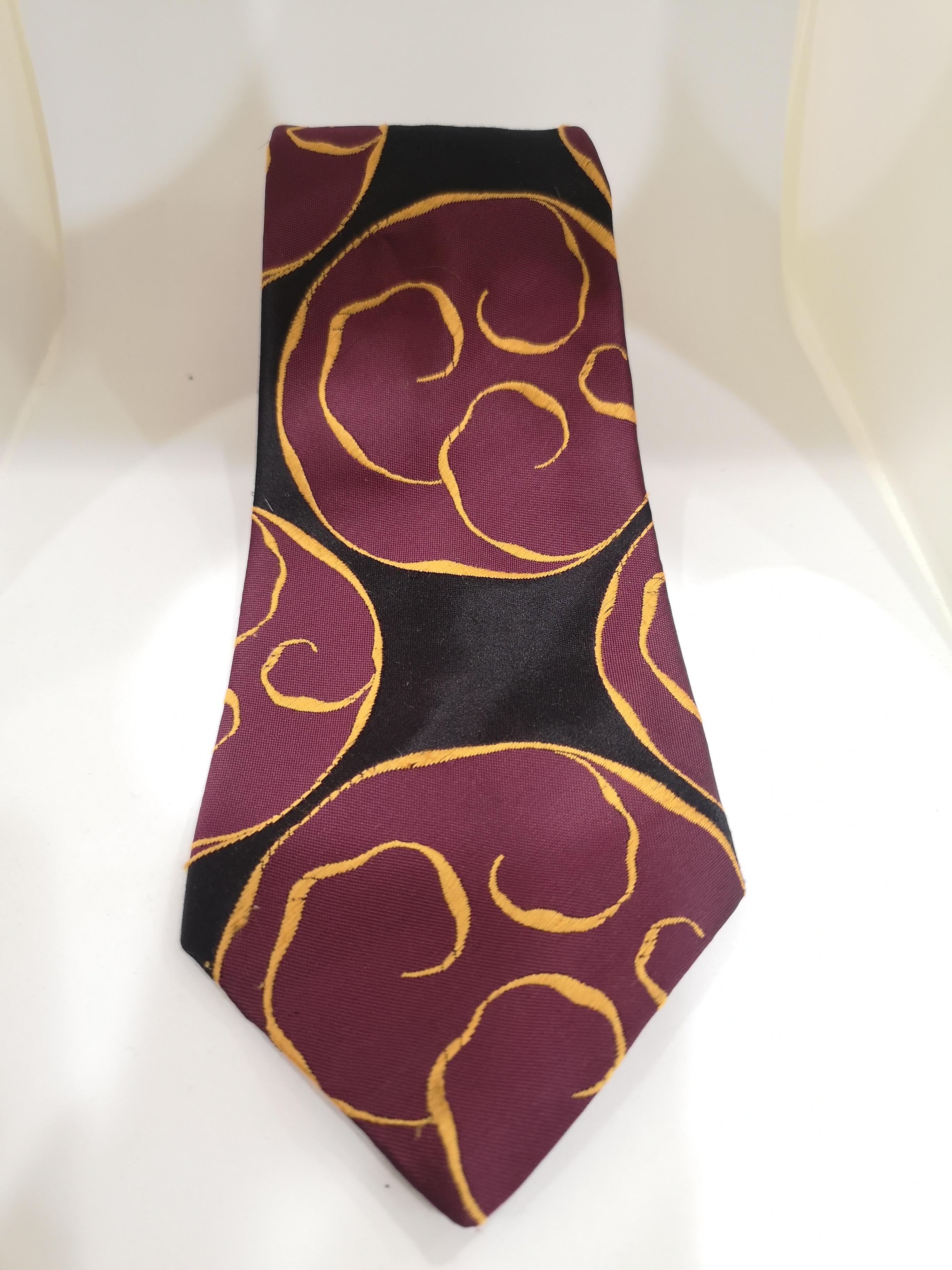 Creazioni black purple silk tie In Good Condition In Capri, IT