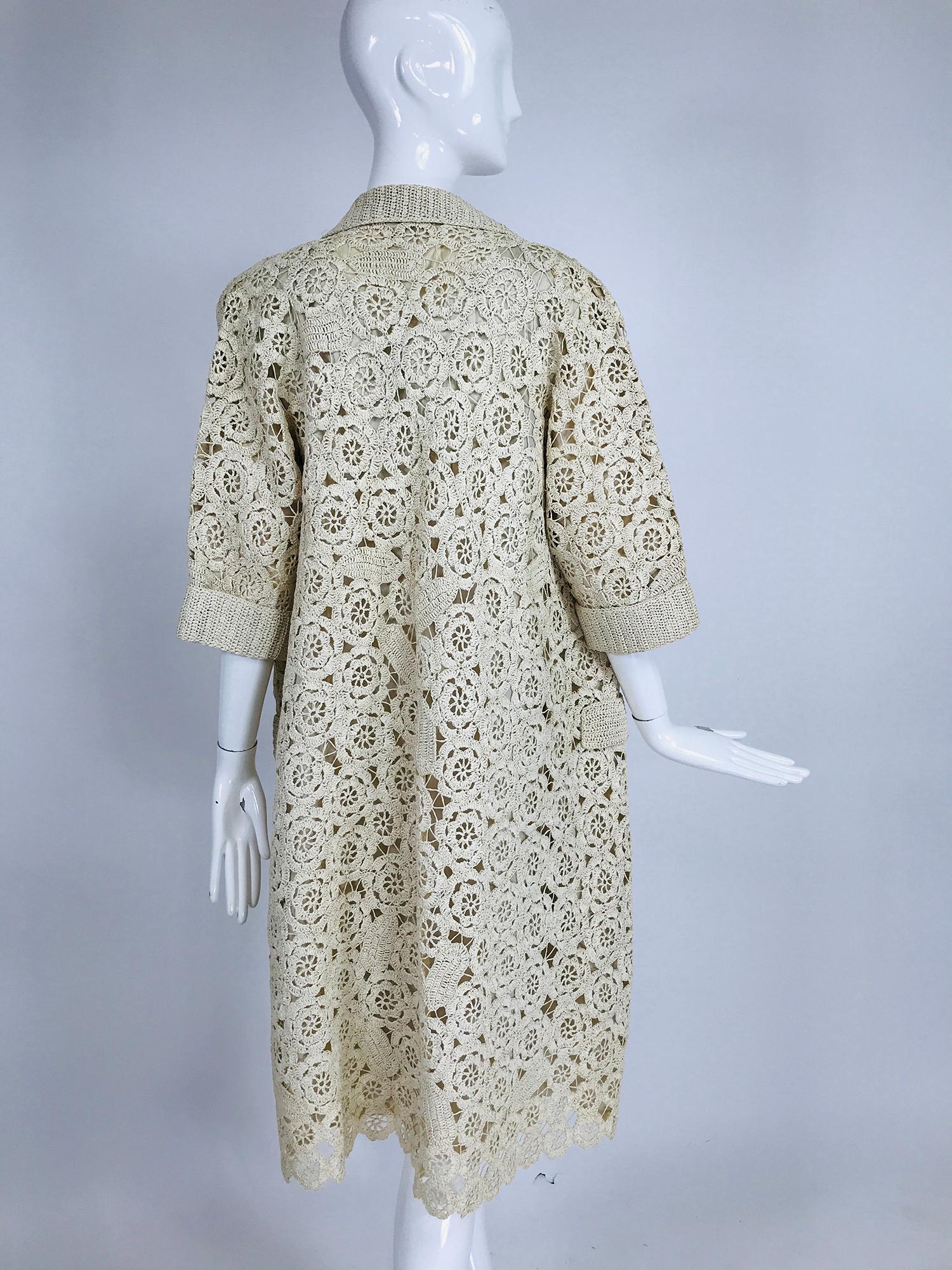 Creazioni Paoli Firenze Coat & Dress Set of Cream Crocheted Raffia 1950s  2