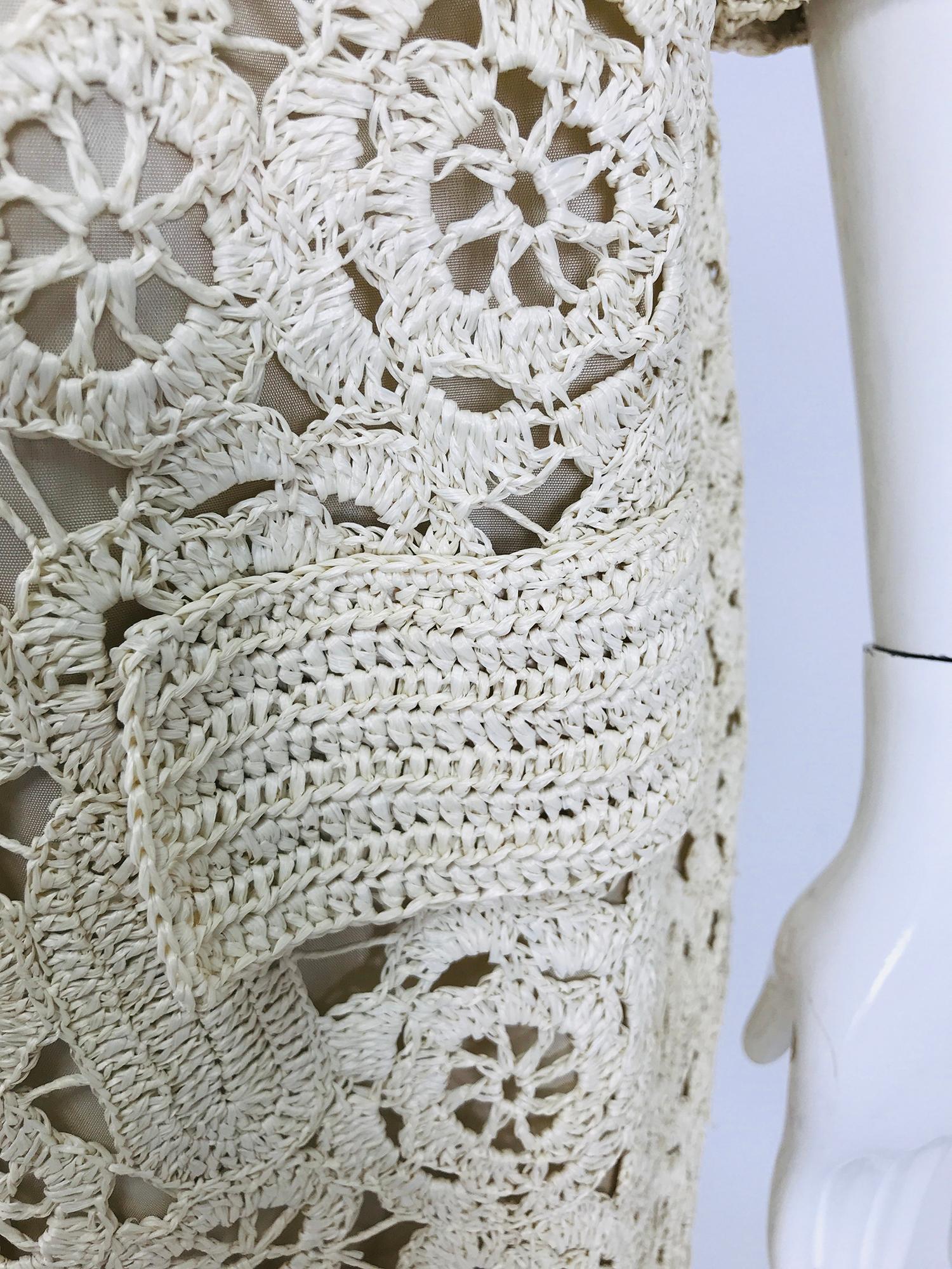 Creazioni Paoli Firenze Coat & Dress Set of Cream Crocheted Raffia 1950s  5