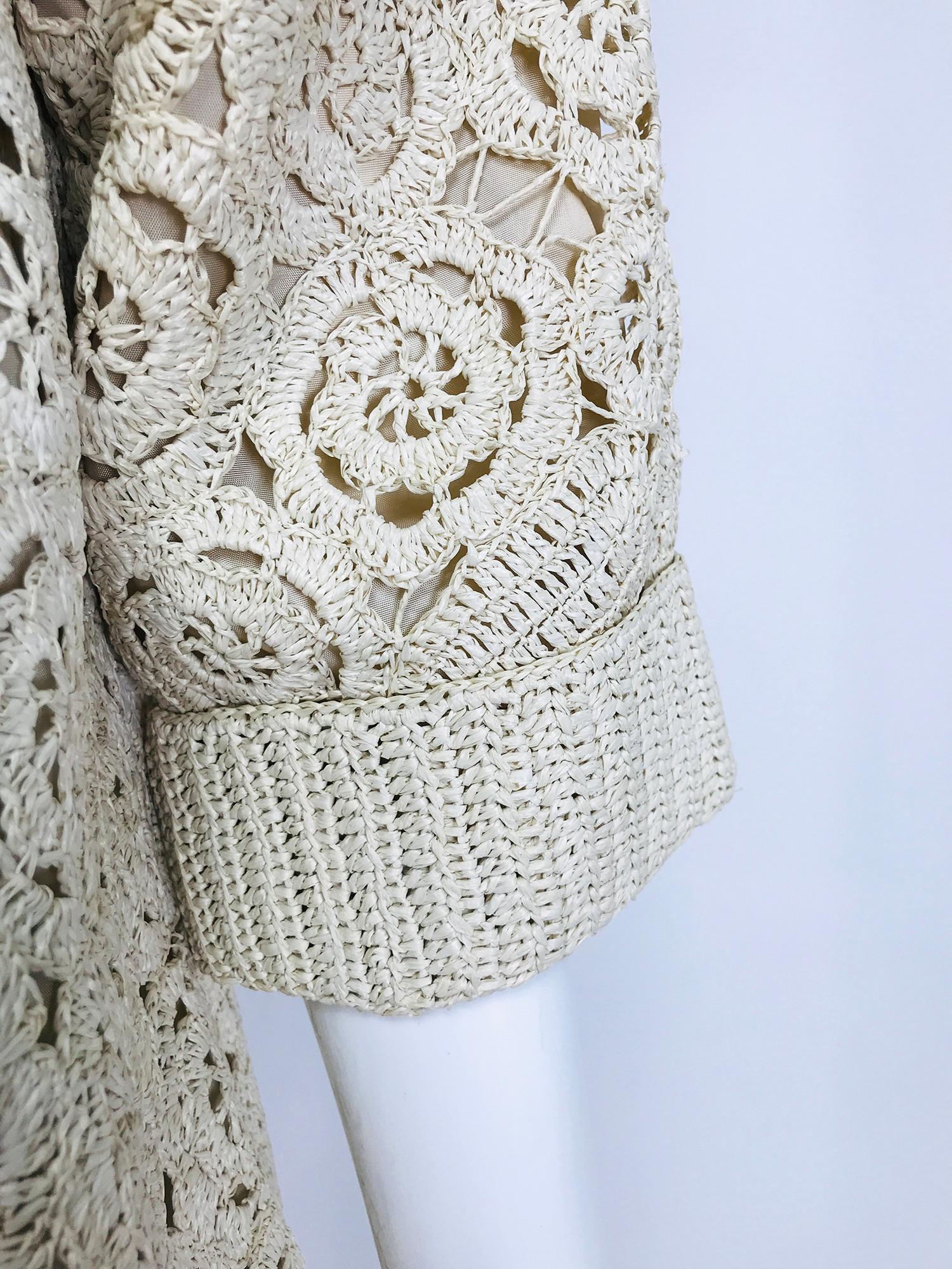 Creazioni Paoli Firenze Coat & Dress Set of Cream Crocheted Raffia 1950s  6