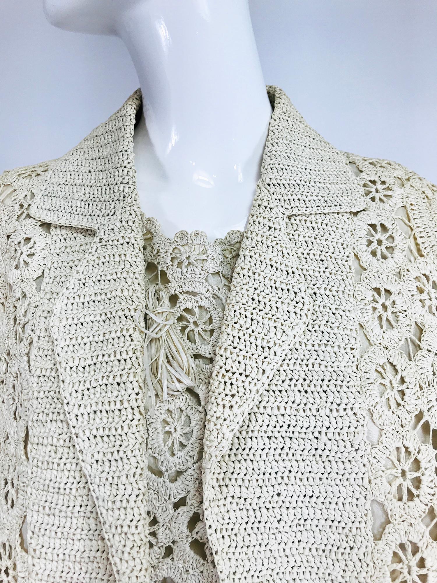 Creazioni Paoli Firenze Coat & Dress Set of Cream Crocheted Raffia 1950s  7