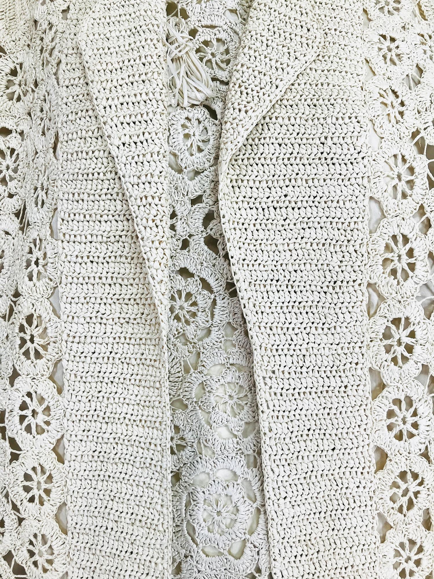 Creazioni Paoli Firenze Coat & Dress Set of Cream Crocheted Raffia 1950s  8