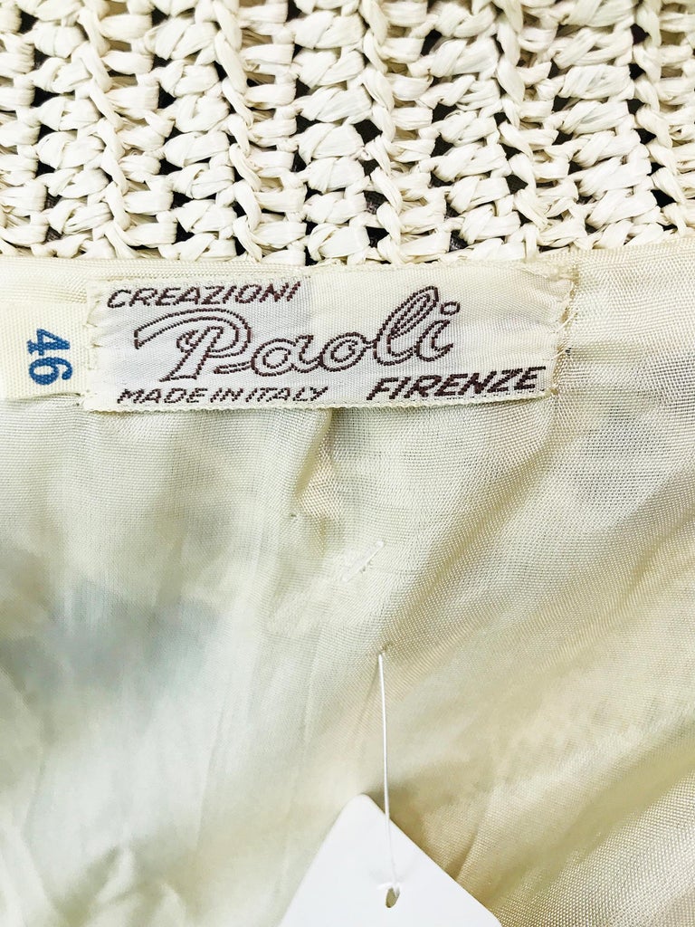 Creazioni Paoli Firenze Coat and Dress Set of Cream Crocheted Raffia 1950s  at 1stDibs