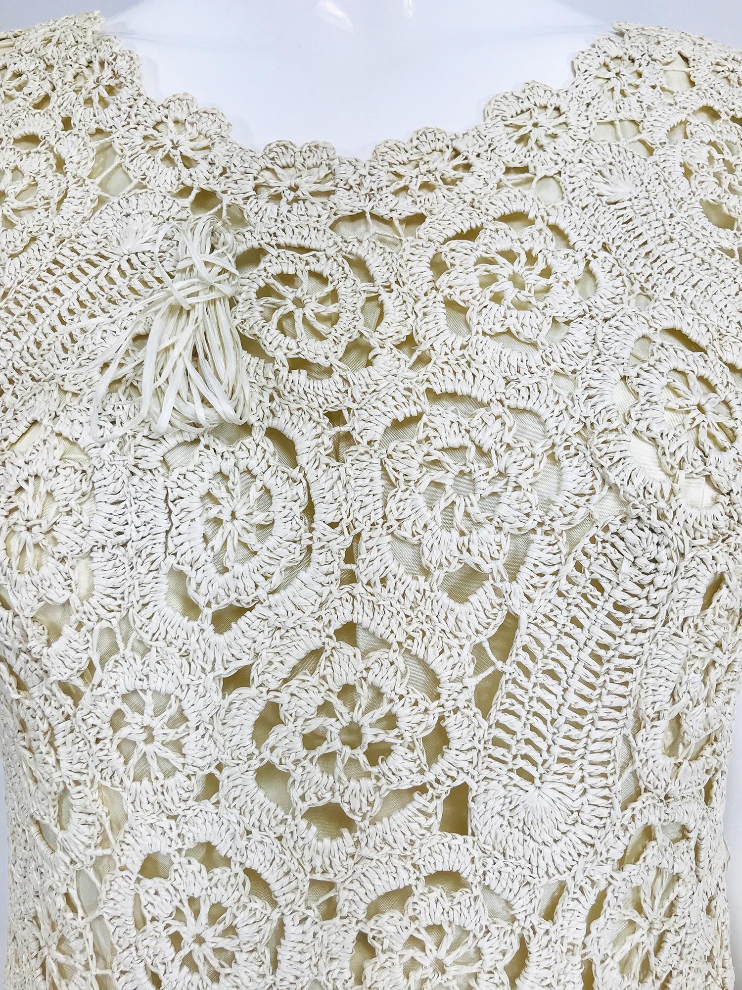 Creazioni Paoli Firenze Coat & Dress Set of Cream Crocheted Raffia 1950s  11