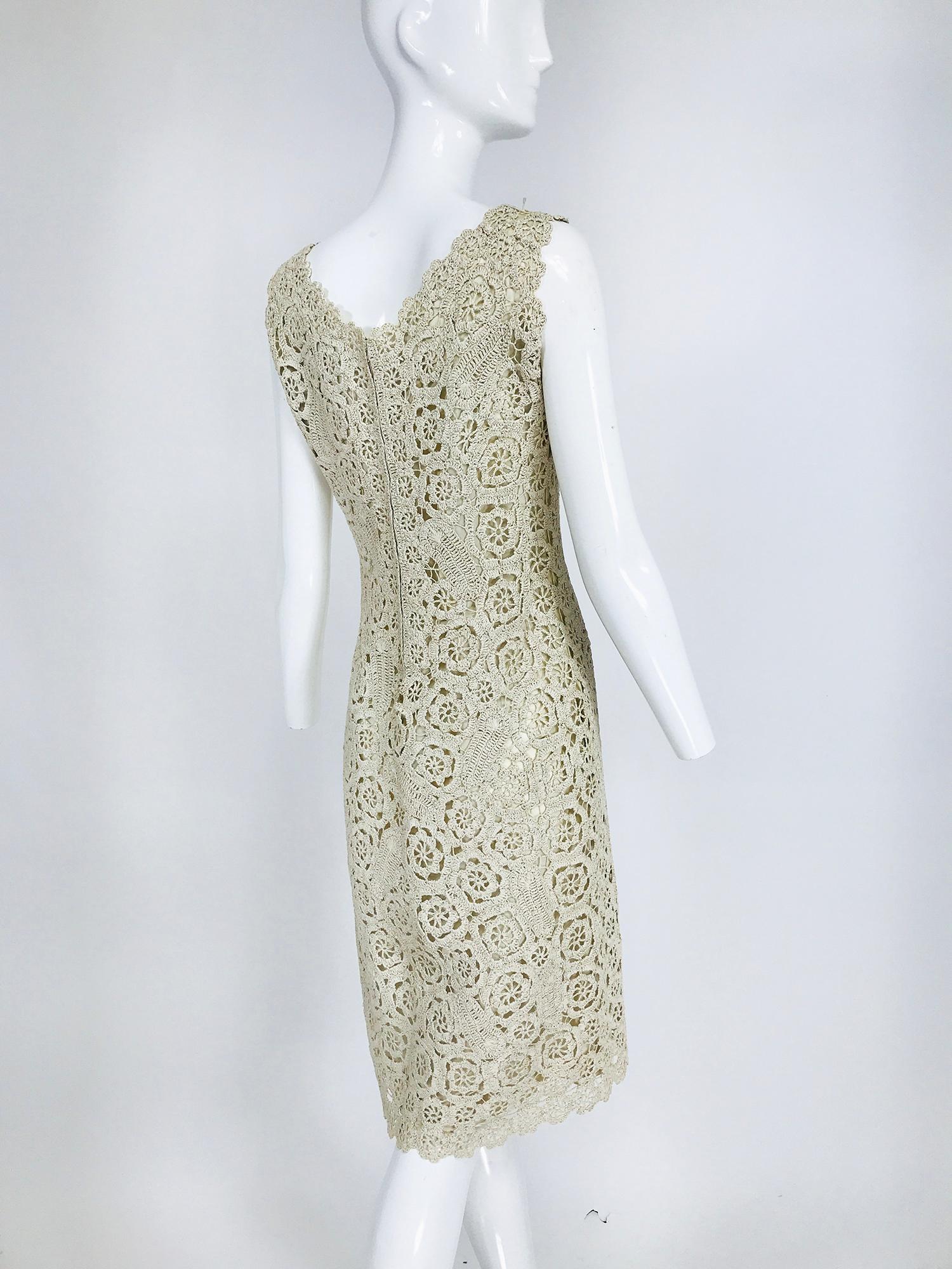 Gray Creazioni Paoli Firenze Coat & Dress Set of Cream Crocheted Raffia 1950s 