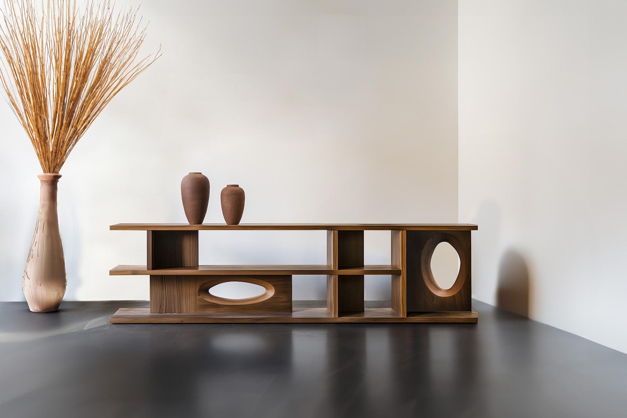 Mid-Century Modern Credenza 6, Serene Design by Joel Escalona, Elegant Function, Small Sculpture For Sale
