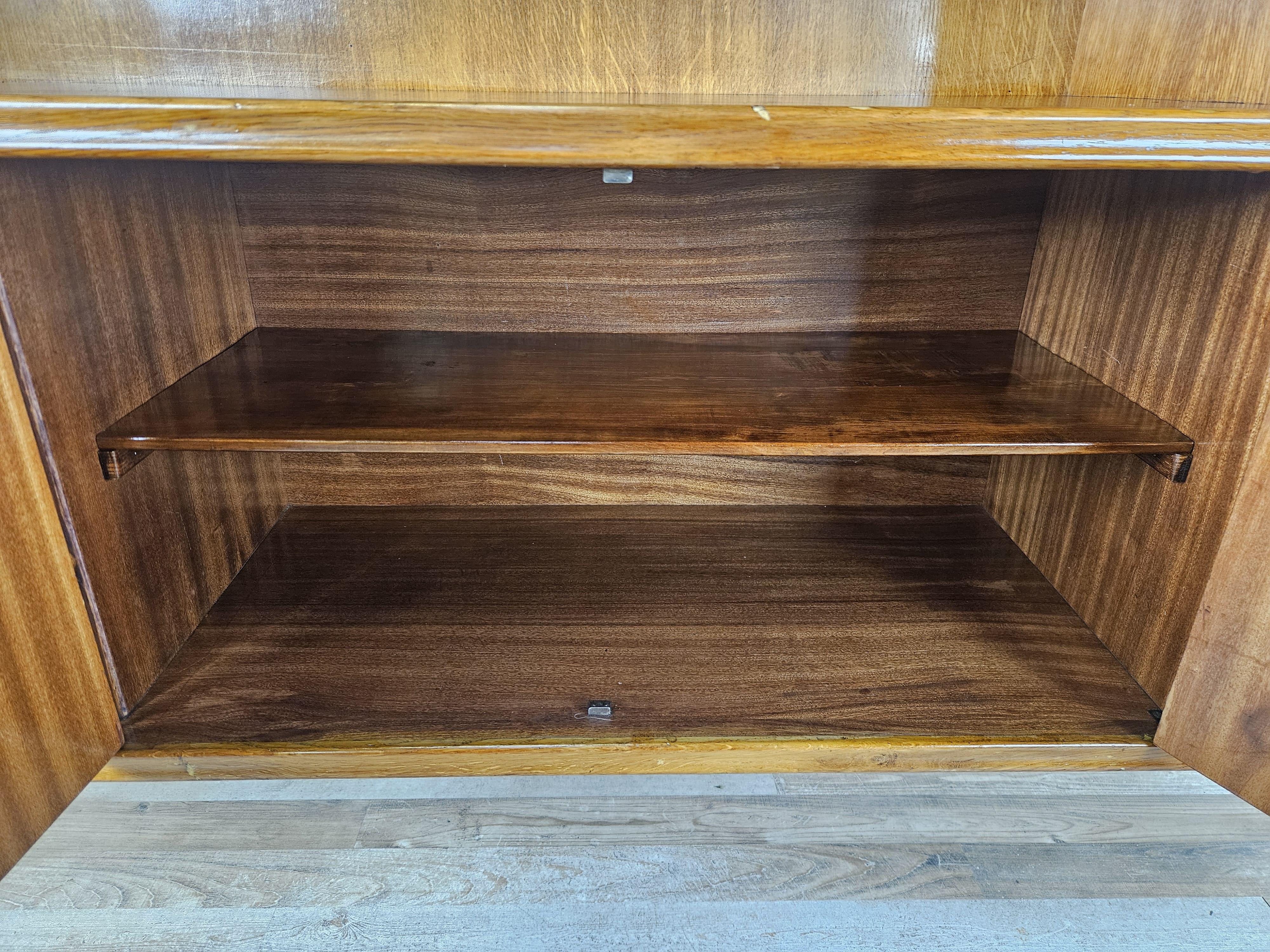 Art Deco beech stained walnut sideboard open space design 1950s For Sale 7