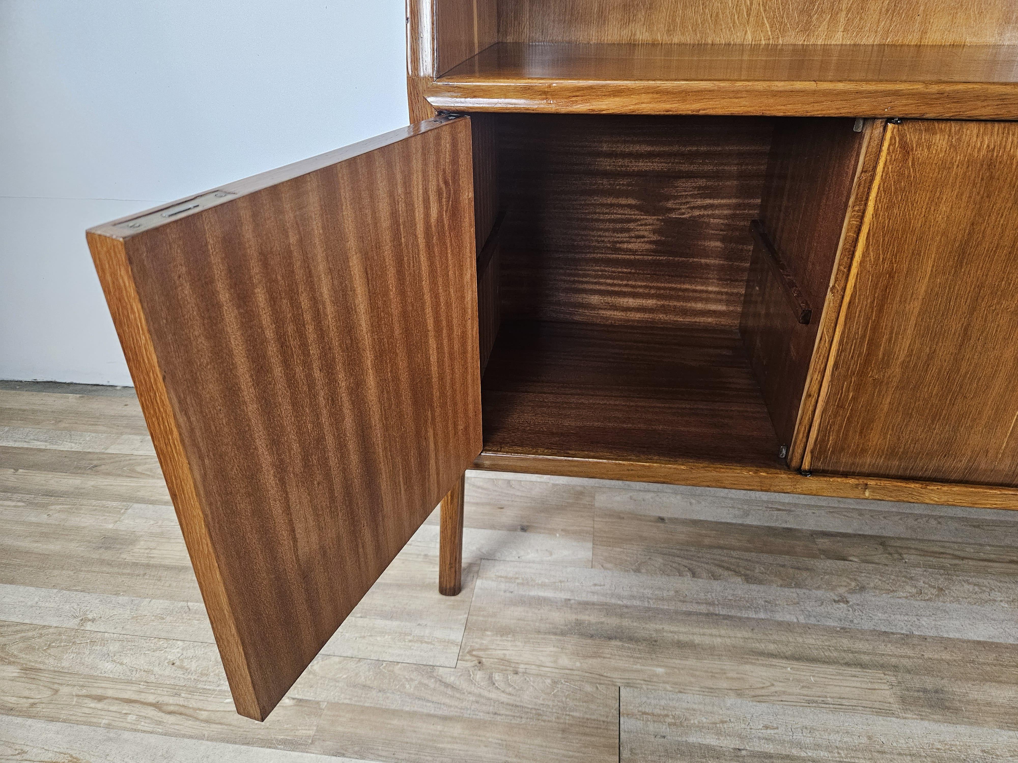 Art Deco beech stained walnut sideboard open space design 1950s For Sale 8
