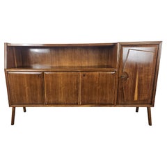 Art Deco beech stained walnut sideboard open space design 1950s