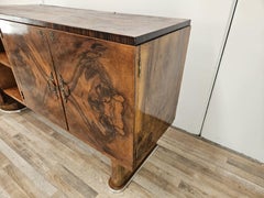Art Deco walnut feather and briarwood sideboard