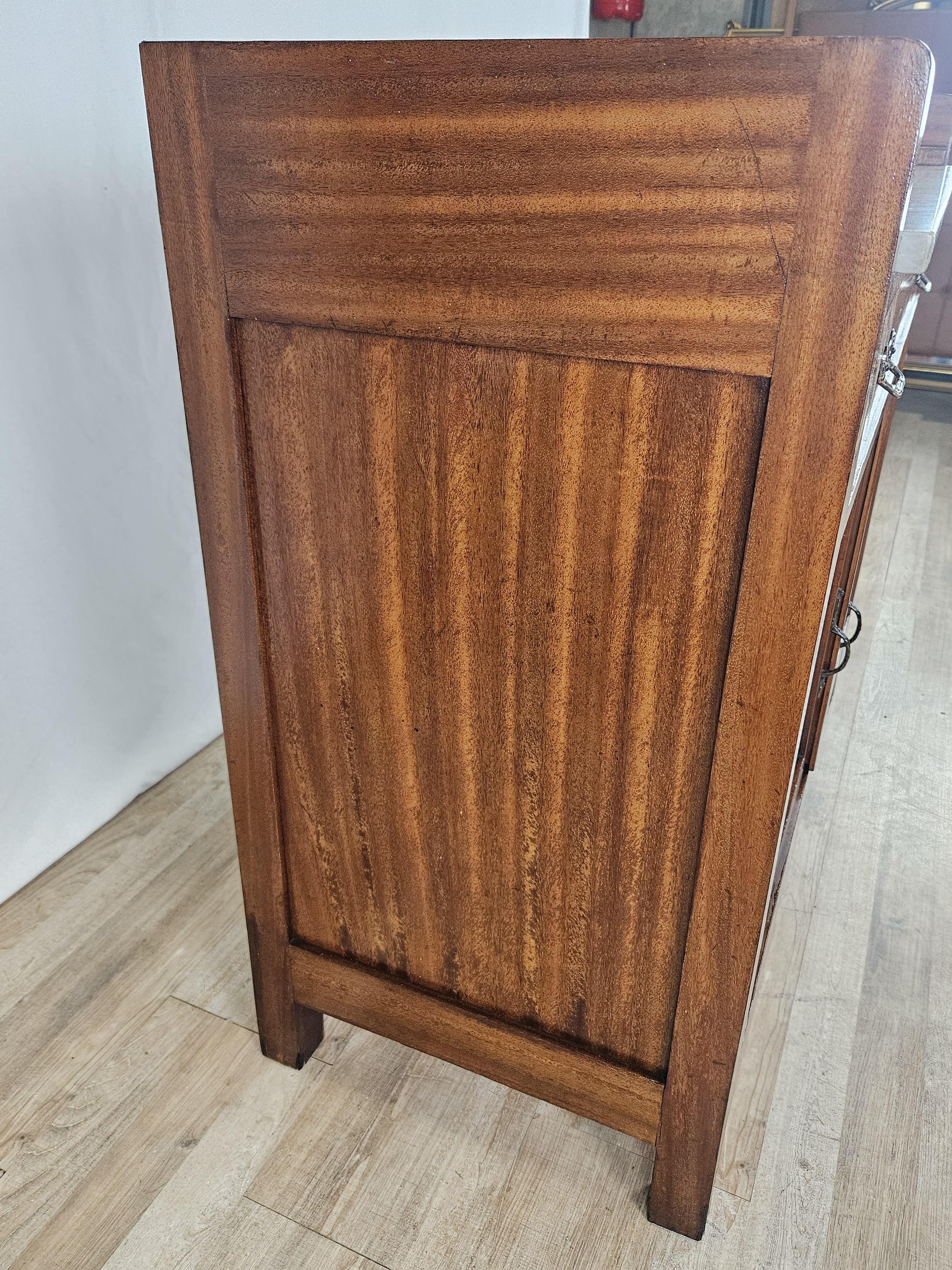 Italian Art Nouveau walnut sideboard with marble top 20th century For Sale