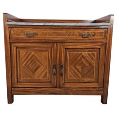 Antique Art Nouveau walnut sideboard with marble top 20th century